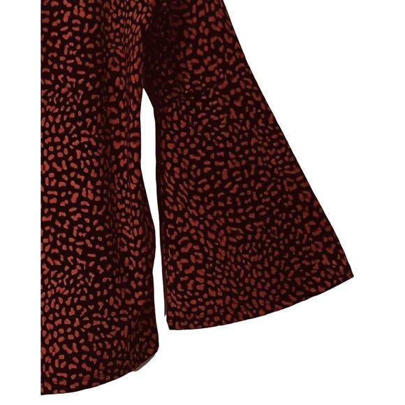 Michael Kors Top Womens Size L Red Animal Print Long Sleeve Pullover Keyhole - Picture 5 of 8